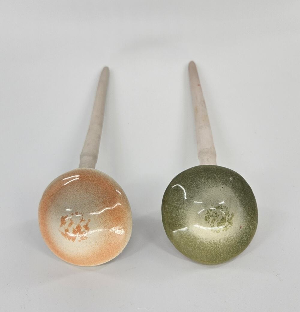 Ceramic Plant Pot Garden Stakes Set of 2 Spring Wobble Pottery Decor 9"